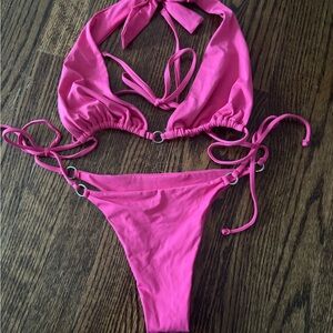 Pink Halter Bikini Set